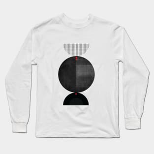 Black Sun Midcentury Geometric Abstract Print Long Sleeve T-Shirt